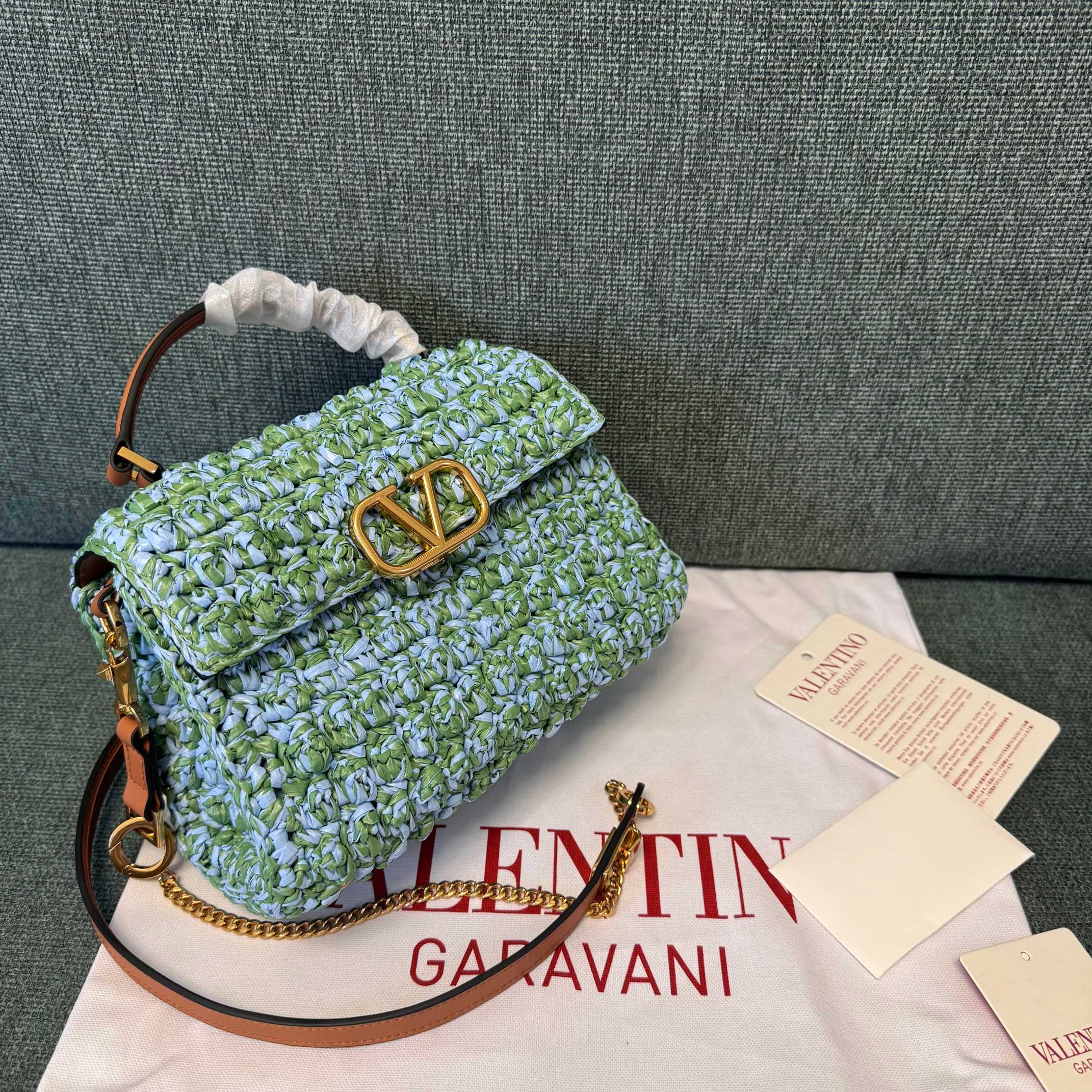 [TOP] VALENTINO Woven Vsling Bag 22x16x9cm - Blue