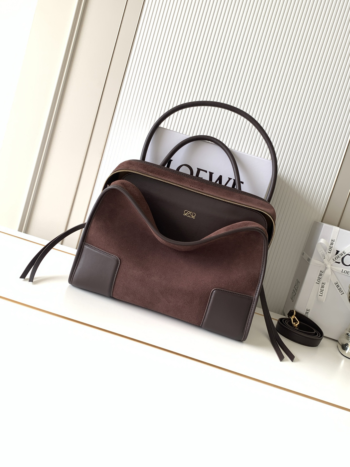 [TOP] LOEWE Amazona 180 Suede Bag 34.5*27*14 CM - Dark Chestnut - 711 Luxury