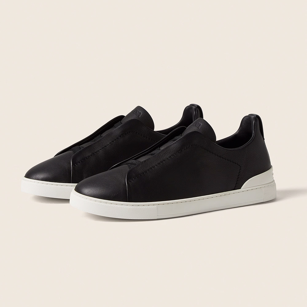 Designer Shoes Zegna Deerskin Triple Stitch Sneakers #378736 View 2 | Nigo Office