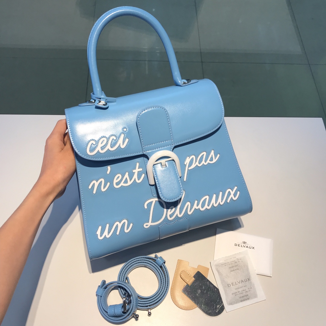 [TOP] Delvaux Brillant Bag Box Leather 28cm - Blue - 711 Luxury