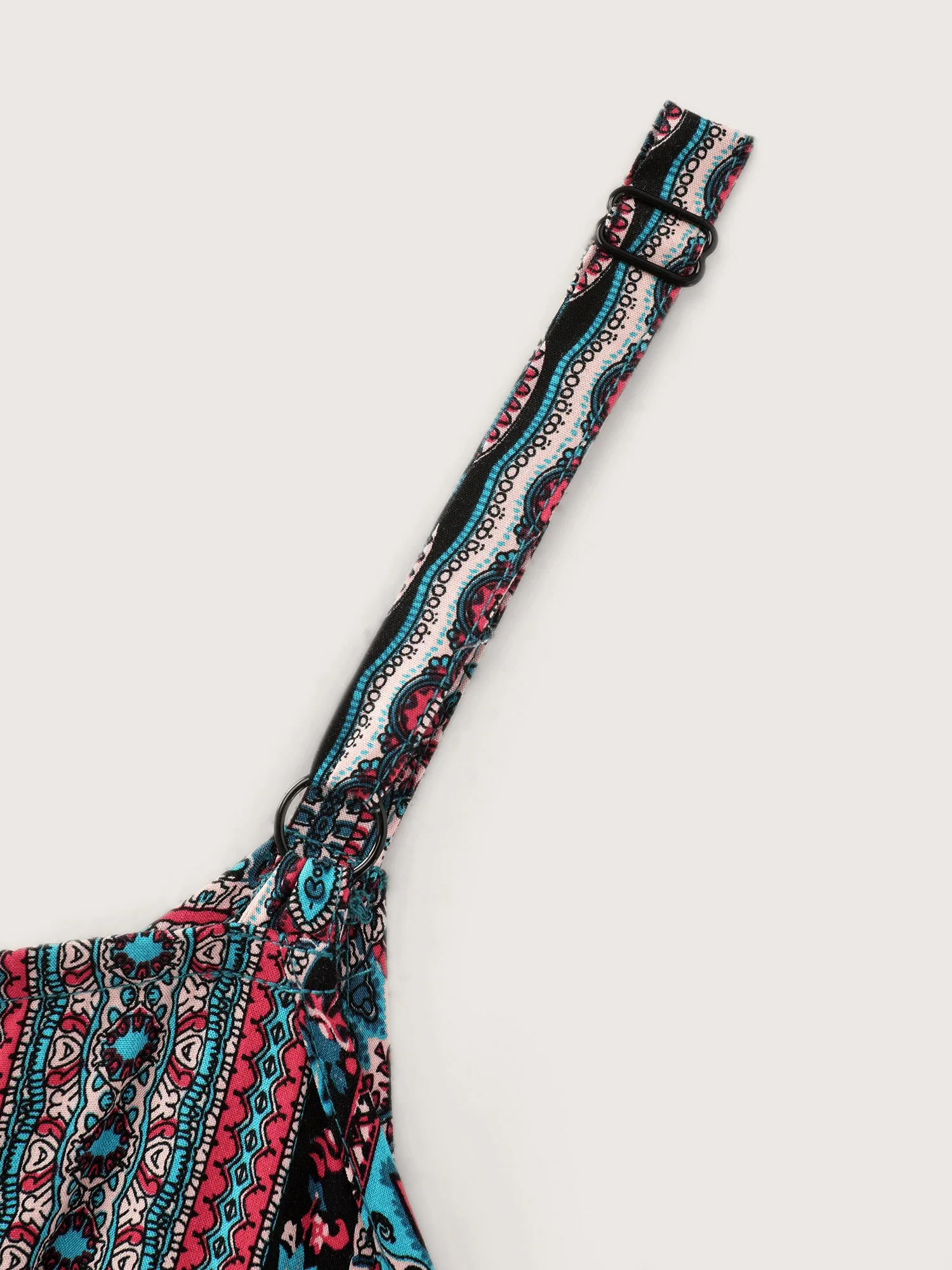 Boho Striped Lace Trim Midi Dress
