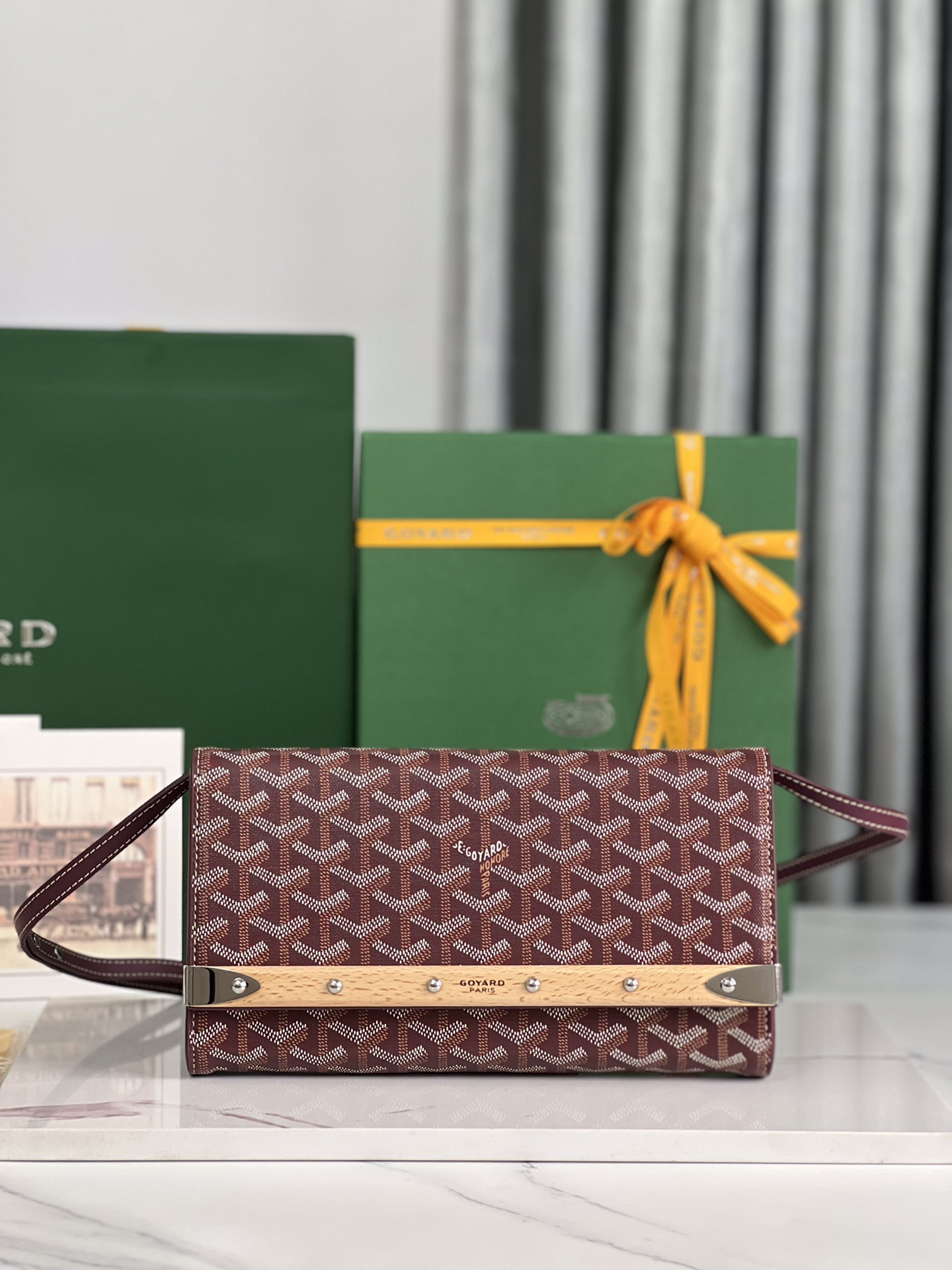[TOP] Goyard Monte-Carlo Handbag 25×14.5×4cm - Dark Red & SHW - 711 Luxury