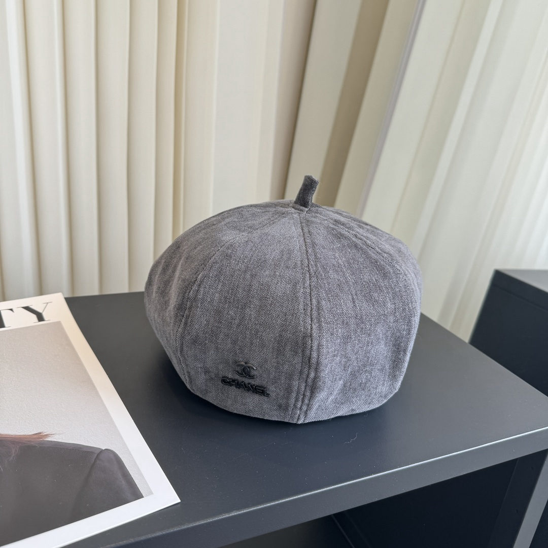 [TOP] CHANEL Beret Hat - Grey - 711 Luxury