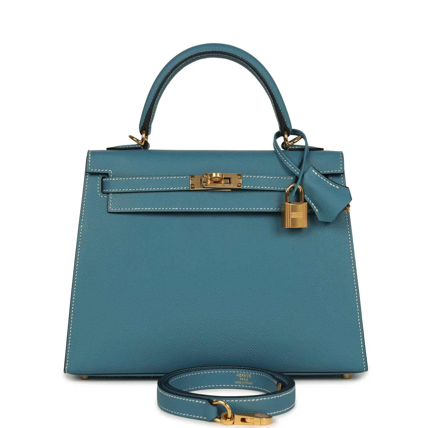 Hermes Kelly Sellier  Blue Jean Epsom Gold Hardware