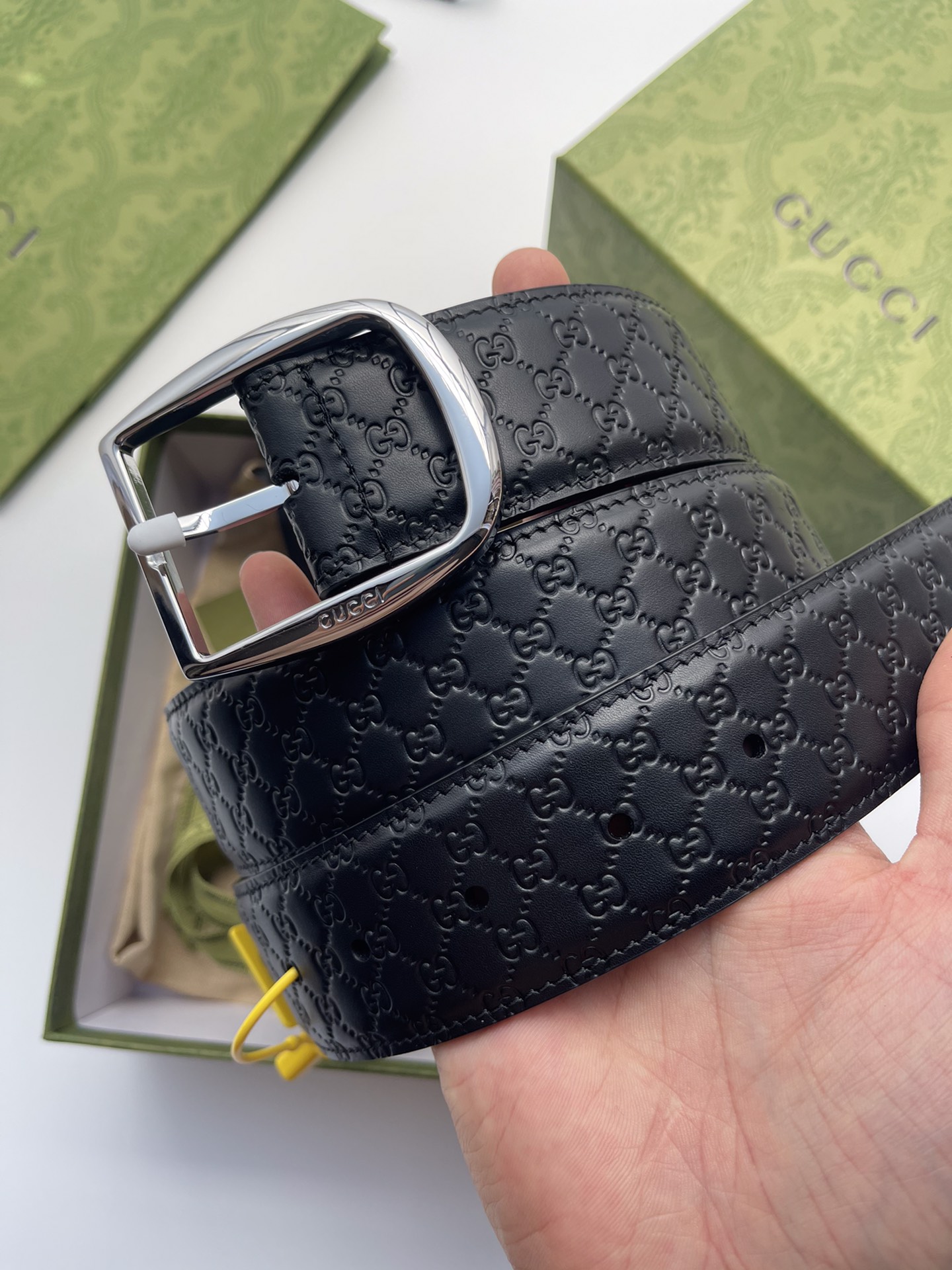 [TOP] GUCCI Men's GG Belt Cowhide 4.0cm - Black - 711 Luxury