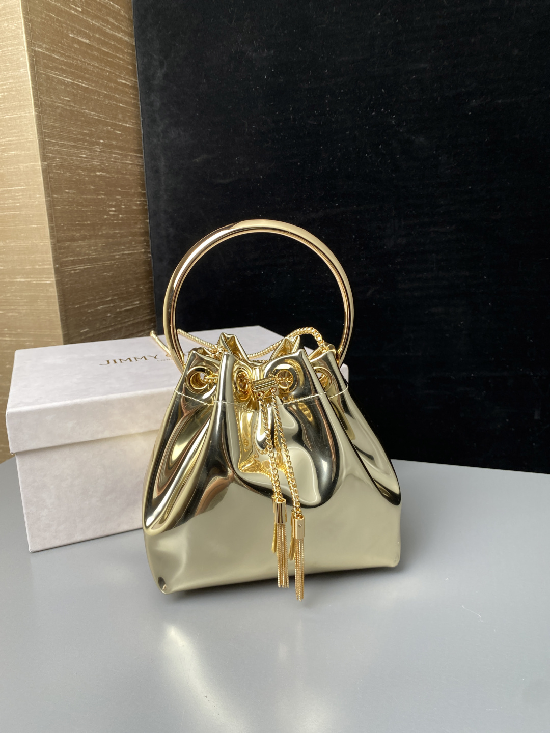 [TOP] JIMMY CHOO Bon Bon Bag 16*15*9.5CM - Gold - 711 Luxury