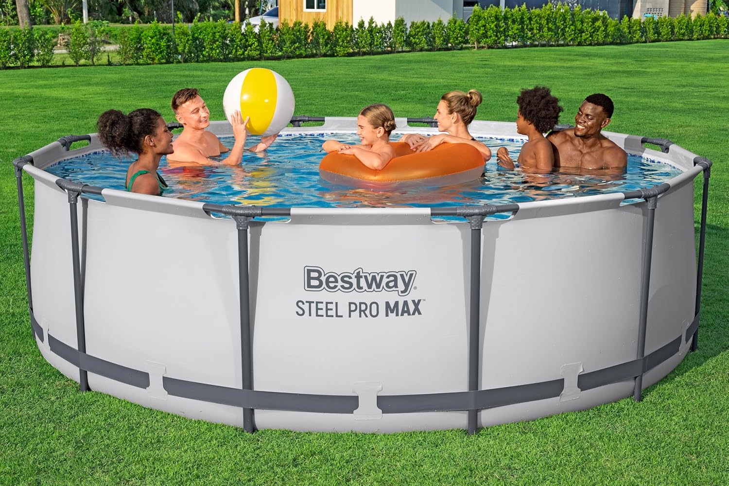 Bestway Steel Pro MAX Frame Pool, Complete Set with Filter Pump, Diameter 366 x 122 cm, Light Grey, Round