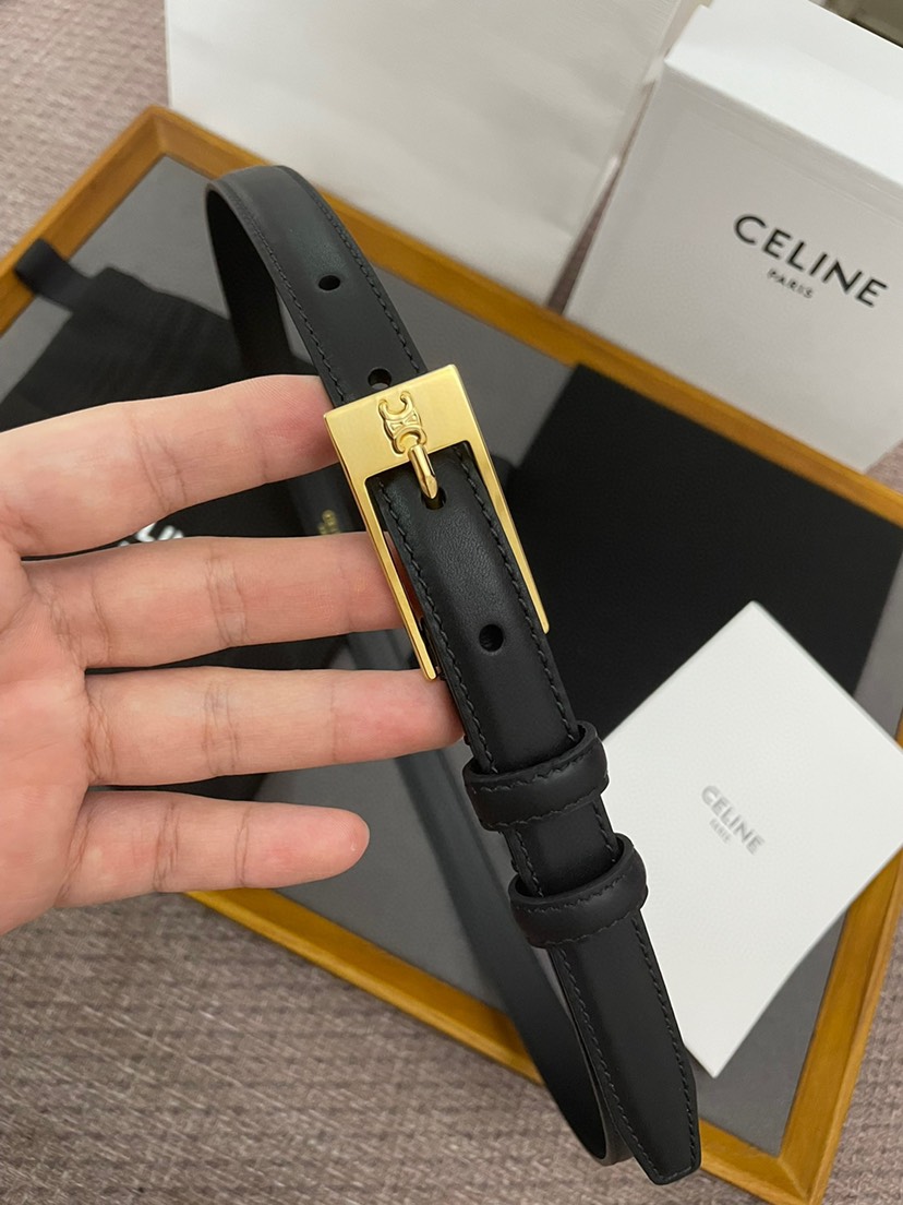 [TOP] CELINE Belt Calfskin 1.8cm - Black - 711 Luxury