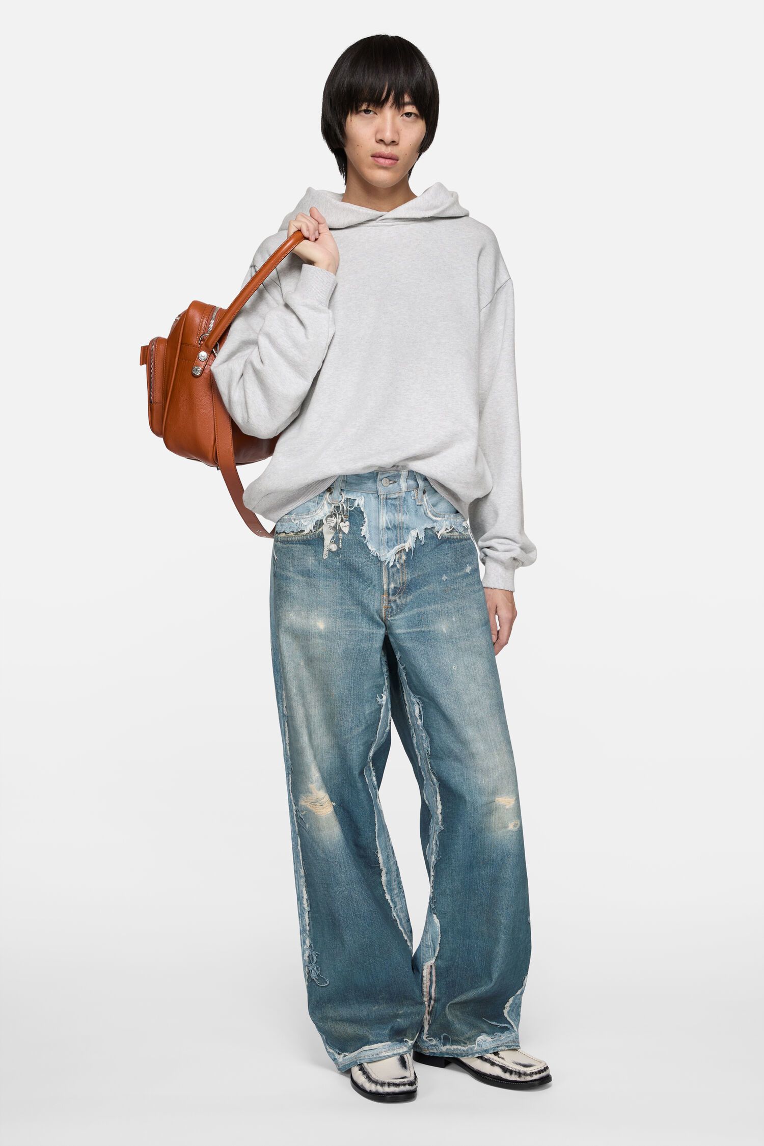 Acne Studios Clothing Acne Studios Trompe L'oeil Print Raw Edge Patchwork Wide-leg Jeans #383203 View 2 | Nigo Office