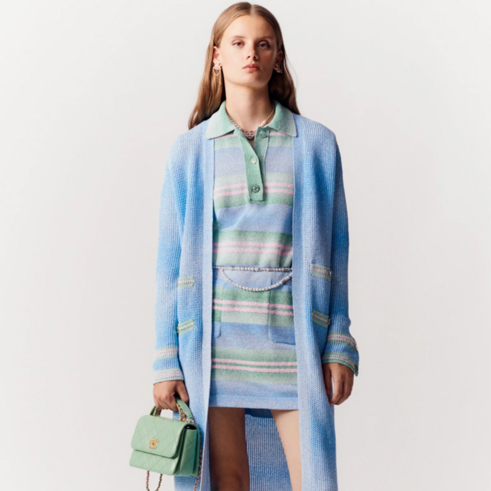 Chanel Clothing Chanel Pre-Spring 23P Pastel Striped Knit Polo Dress Multiple Colors | Nigo Office