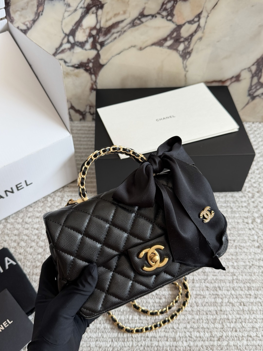 Chanel 25K Quilted Satin Bow Handbag with Gold-Tone Hardware (Replica)
