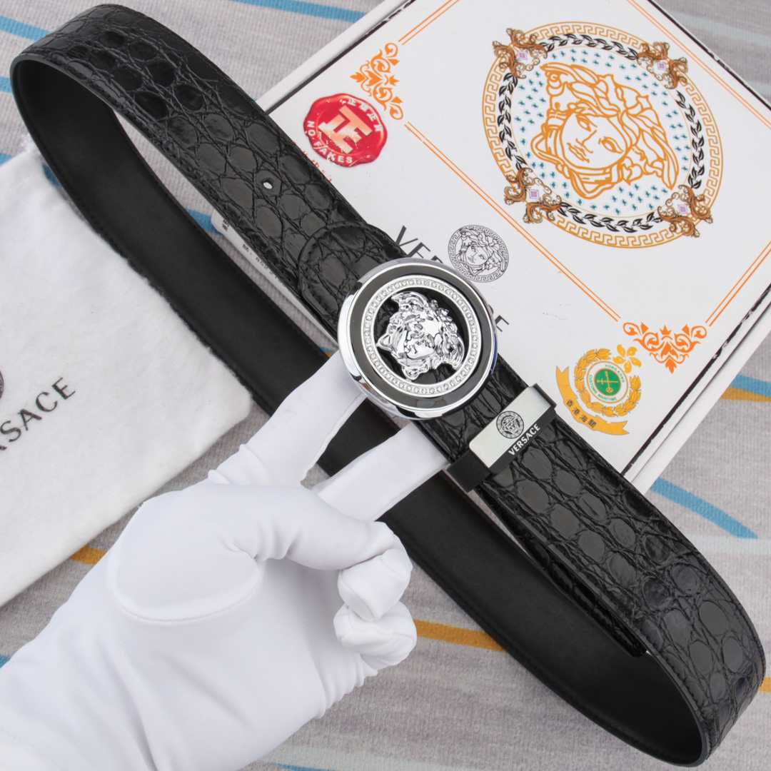 [TOP] VERSACE Men's Belt 3.8 cm - Black - 711 Luxury
