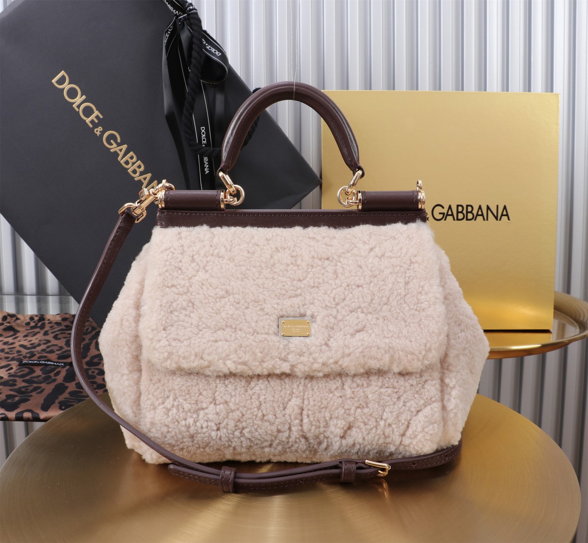 [TOP] Dolce & Gabbana D&G Sicily Bag Lambswool Bag 20x16x8cm - Pink - 711 Luxury