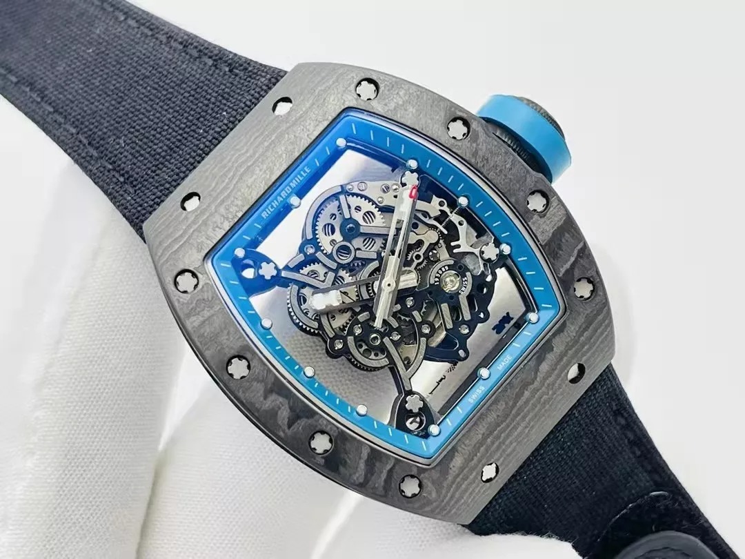 RM055 Skeleton Black Canvas Strap 42mm