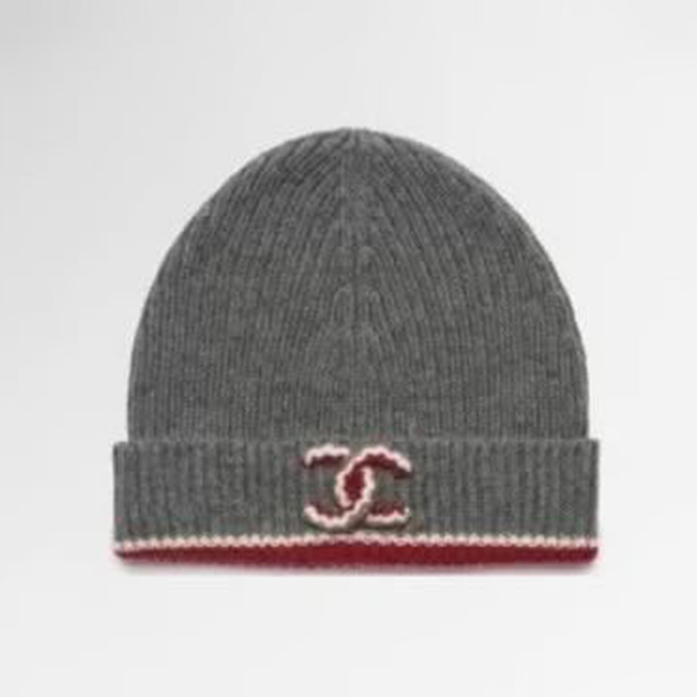 Chanel gray Hat Chanel CC Cashmere Cold Hat Knitted Hat Gray#388505 | Nigo Office