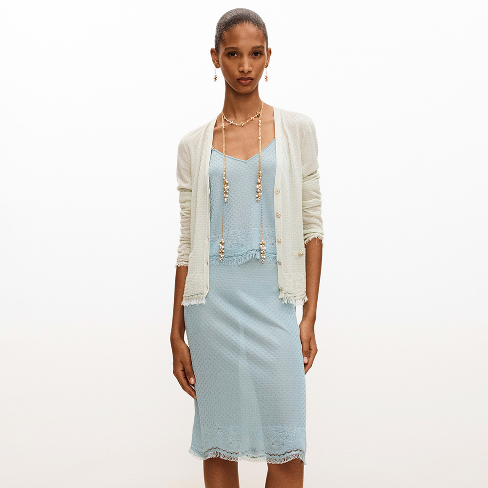 Chanel blue Clothing Chanel Top Midi Skirt Mixed Fibers Light Blue | Nigo Office