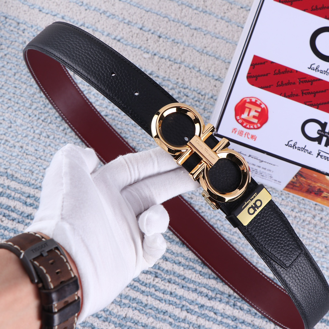 [TOP] Ferragamo Men's Belt 3.5cm - Black - 711 Luxury