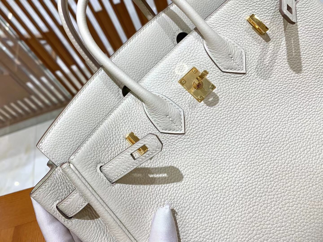 [TOP] HERMES Birkin Togo Leather 25cm - Craie & GHW
