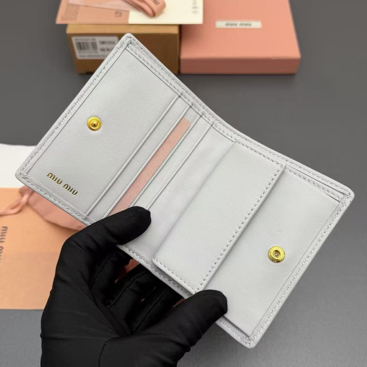 [TOP] Miu Miu Lambskin Matelasse Pocket Wallet 11.5x8cm - 5 Color - 711 Luxury
