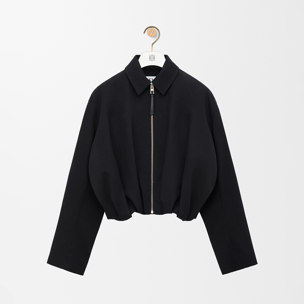 LOEWE Draped Jacket in Cotton and Silk Black #393033