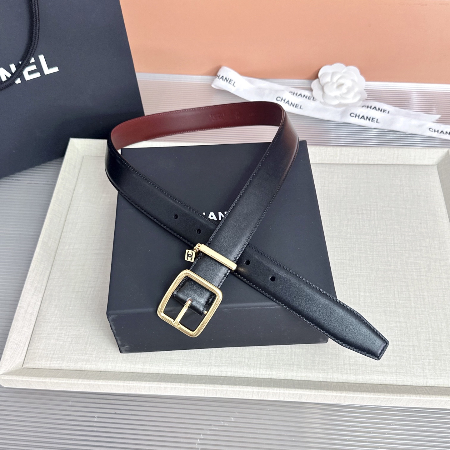 [TOP] CHANEL Cowhide Belt 3 cm - Black - 711 Luxury