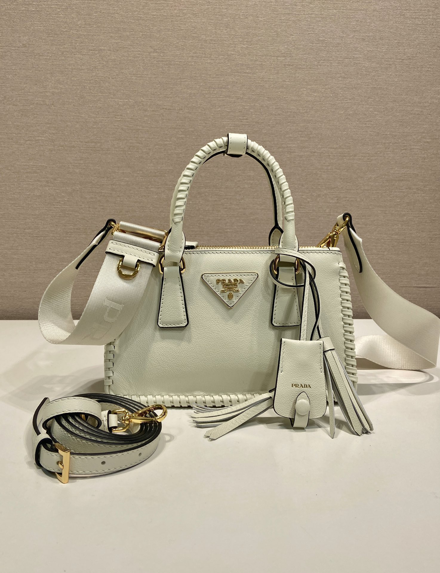 [TOP] PRADA Galleria Bag 21x12.5x8.5cm - Beige - 711 Luxury