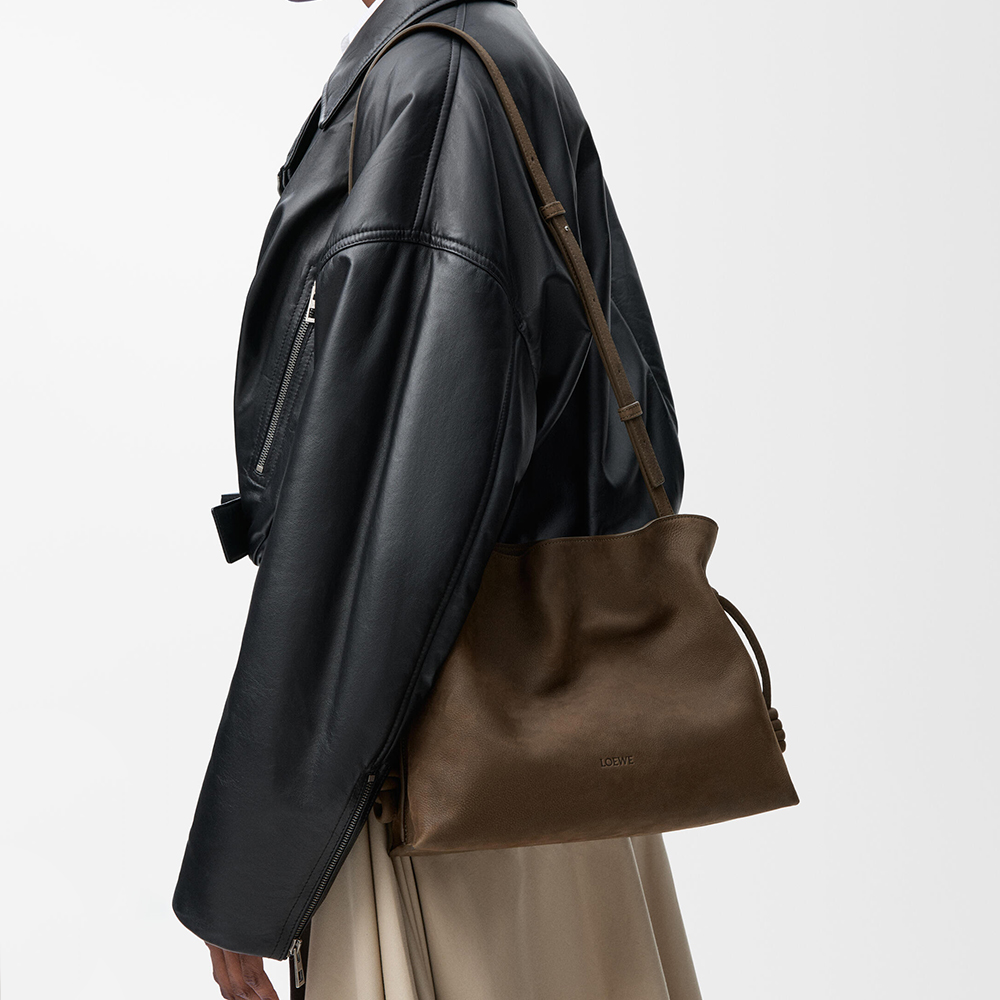 Loewe brown Bag LOEWE Medium Flamenco Clutch in Grained Nubuck Brown #388119 View 2 | Nigo Office
