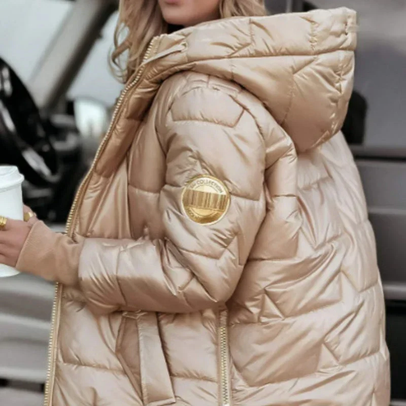 Women's Winter Warm Hooded Coat in Mid-Length