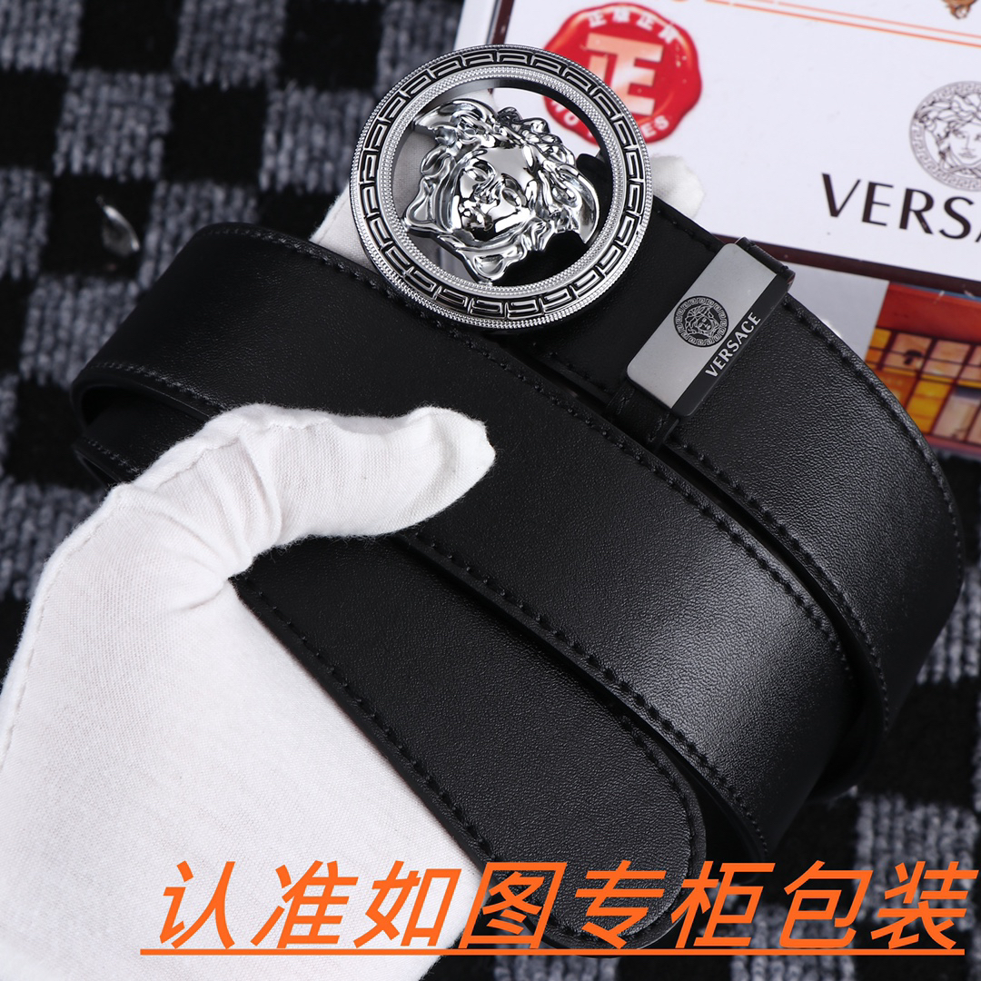 [TOP] VERSACE Men's Belt 3.8 cm - Black - 711 Luxury