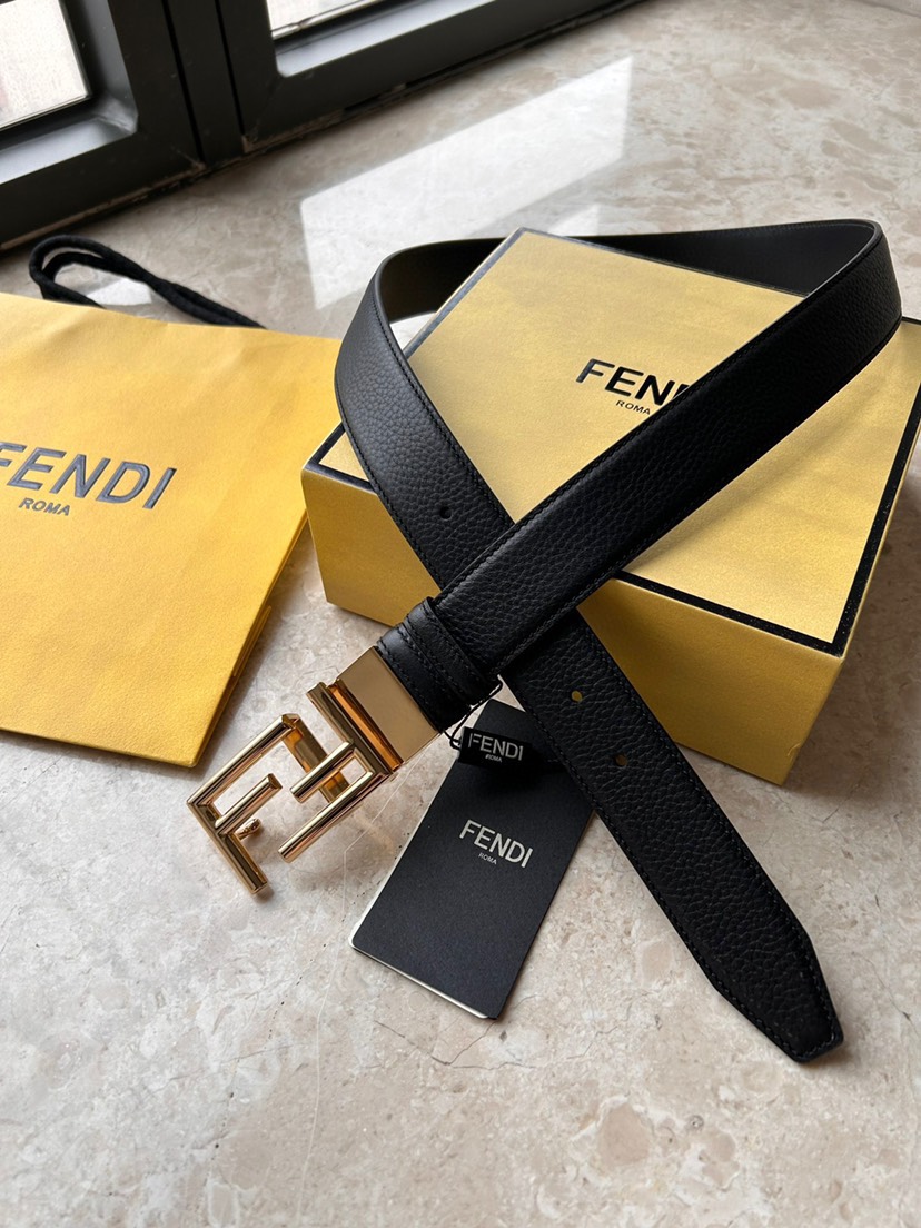 [TOP] FENDI Belt Calfskin 3.4cm - Black - 711 Luxury