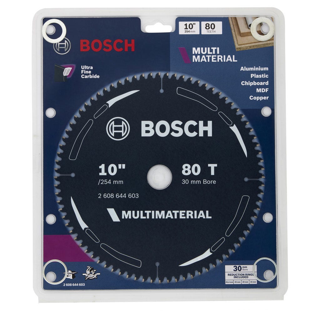 BOSCH 254mm 80T TCT Circular Saw Blade for Multi-Purpose Cutting - MULTIMATERIAL
