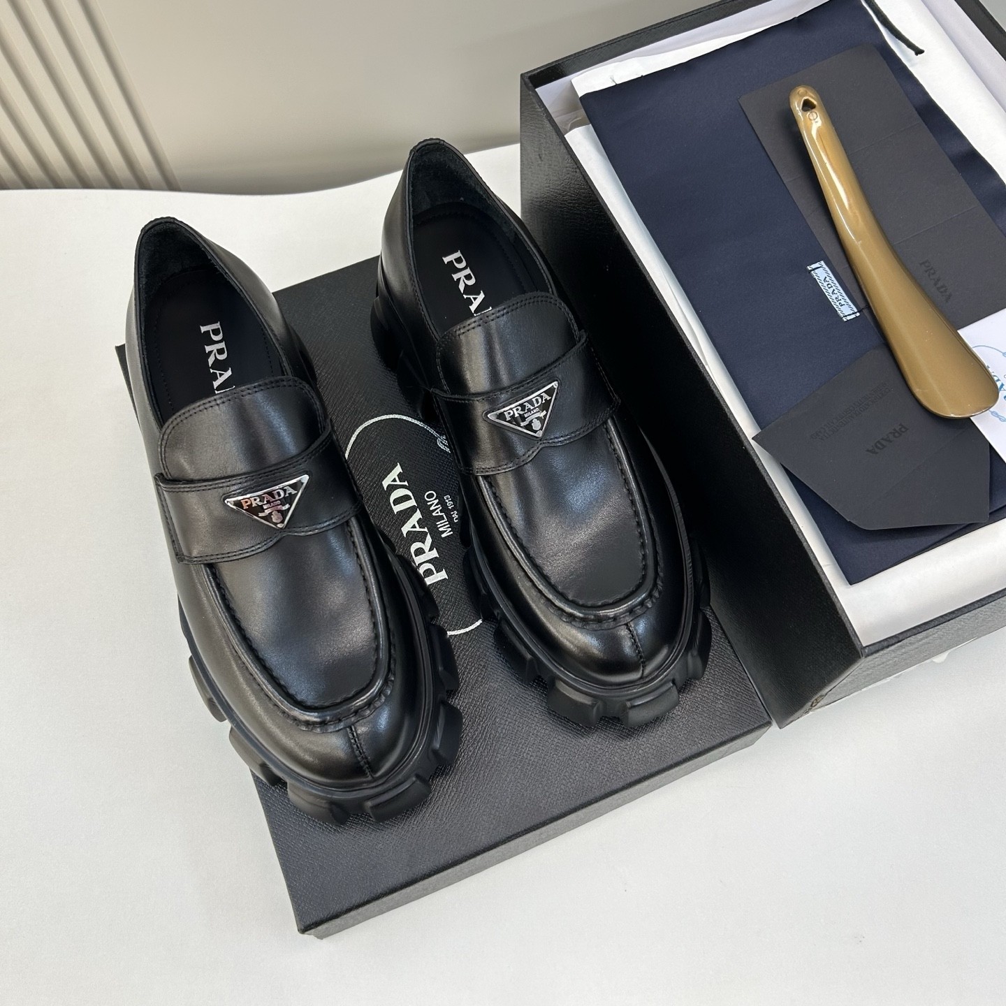 Prada Shoes Prada Sheepskin Platform Loafers | Nigo Office