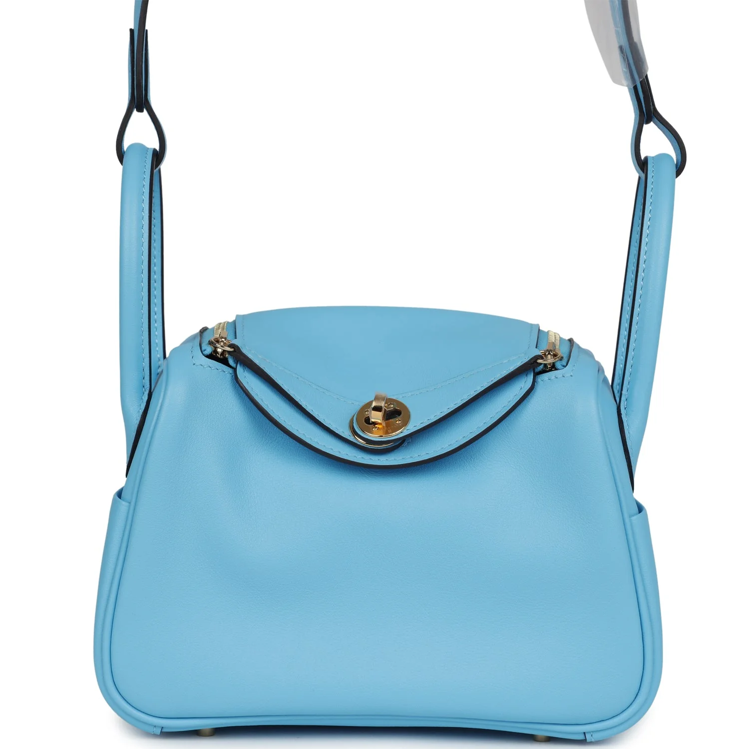 Hermes Mini Lindy Celeste Swift Gold Hardware