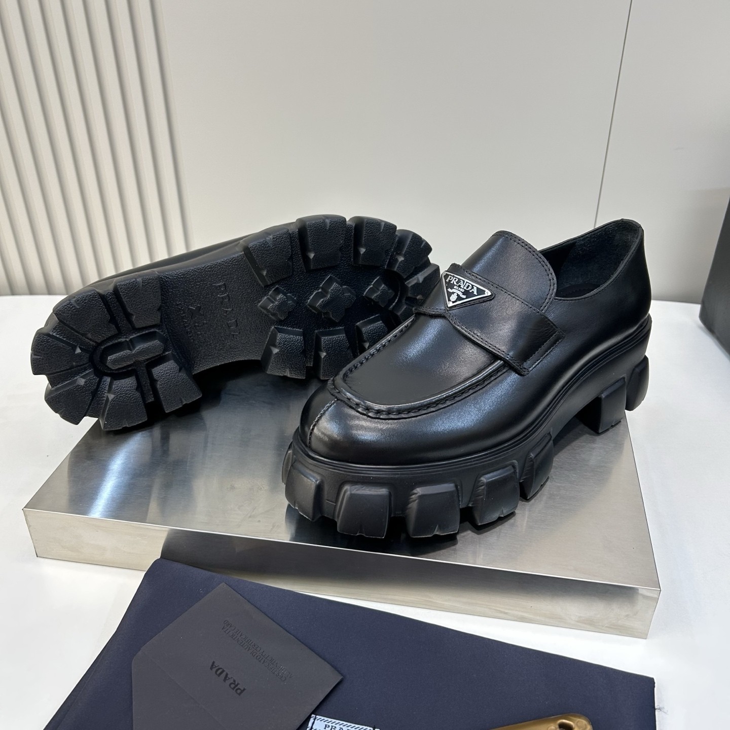 Prada Shoes Prada Sheepskin Platform Loafers View 2 | Nigo Office
