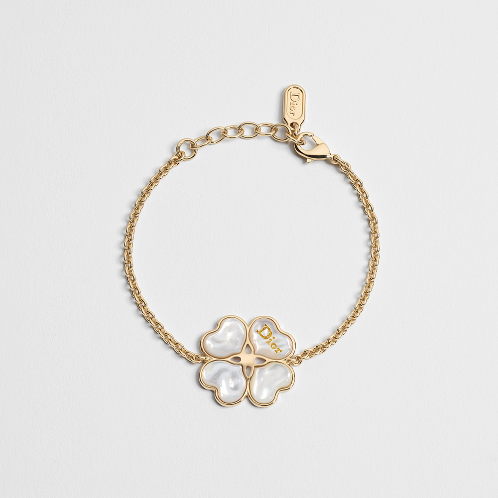 DIOR Dior Sparkling Clover Bracelet Gold-Finish Metal and Mother-of-Pearl #385419