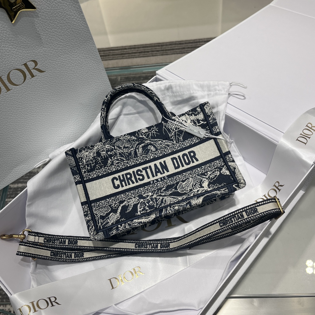[TOP] Christian Dior Book Tote Bag Mini - Navy Blue - 711 Luxury