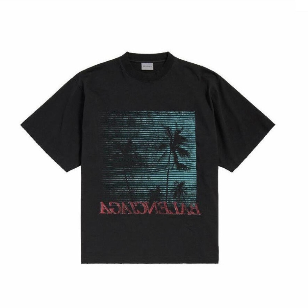 Balenciaga Black Coconut Jungle Round Neck Short Sleeves #381247