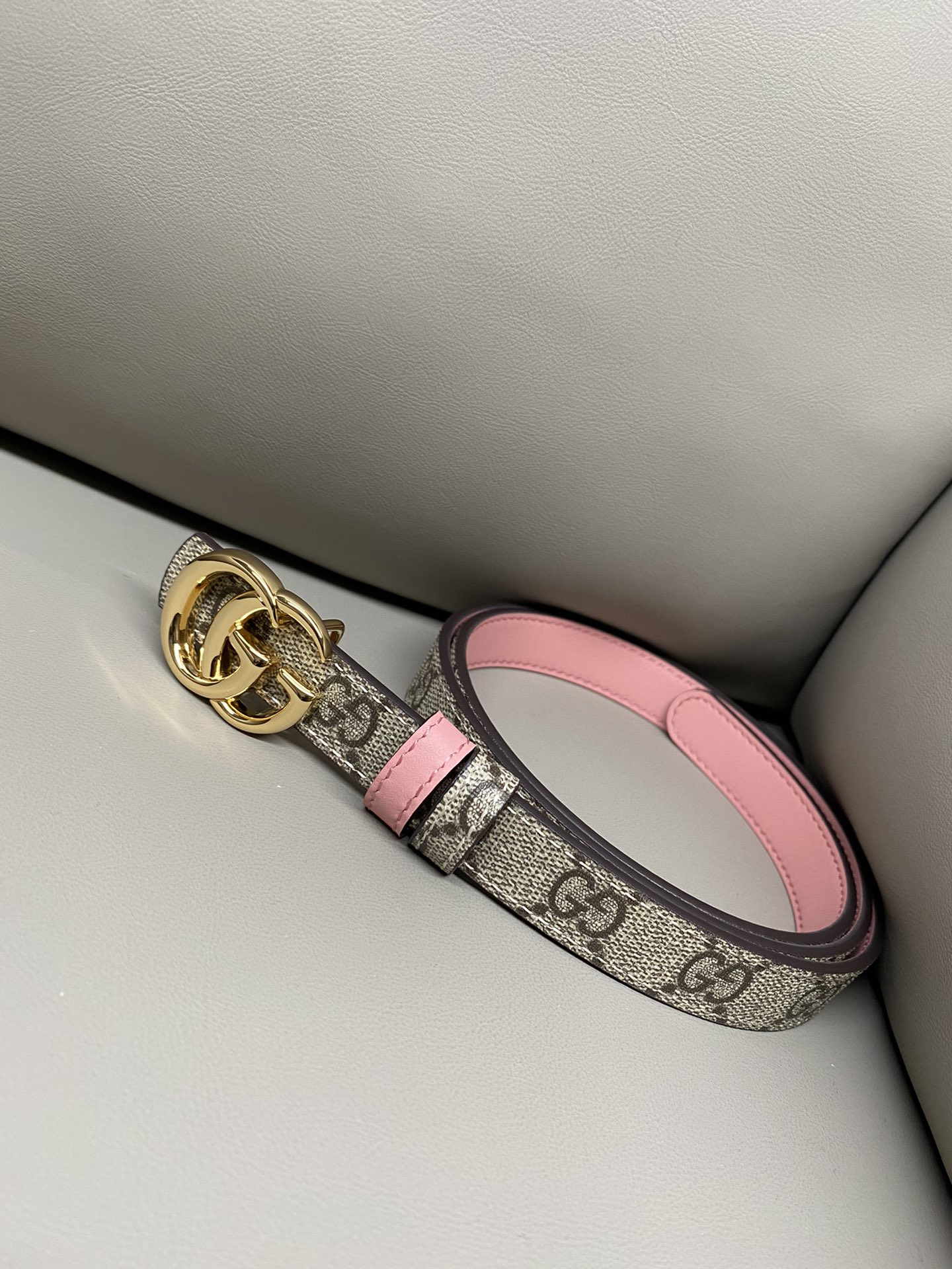[TOP] GUCCI Marmont Belt 2 cm - Pink - 711 Luxury