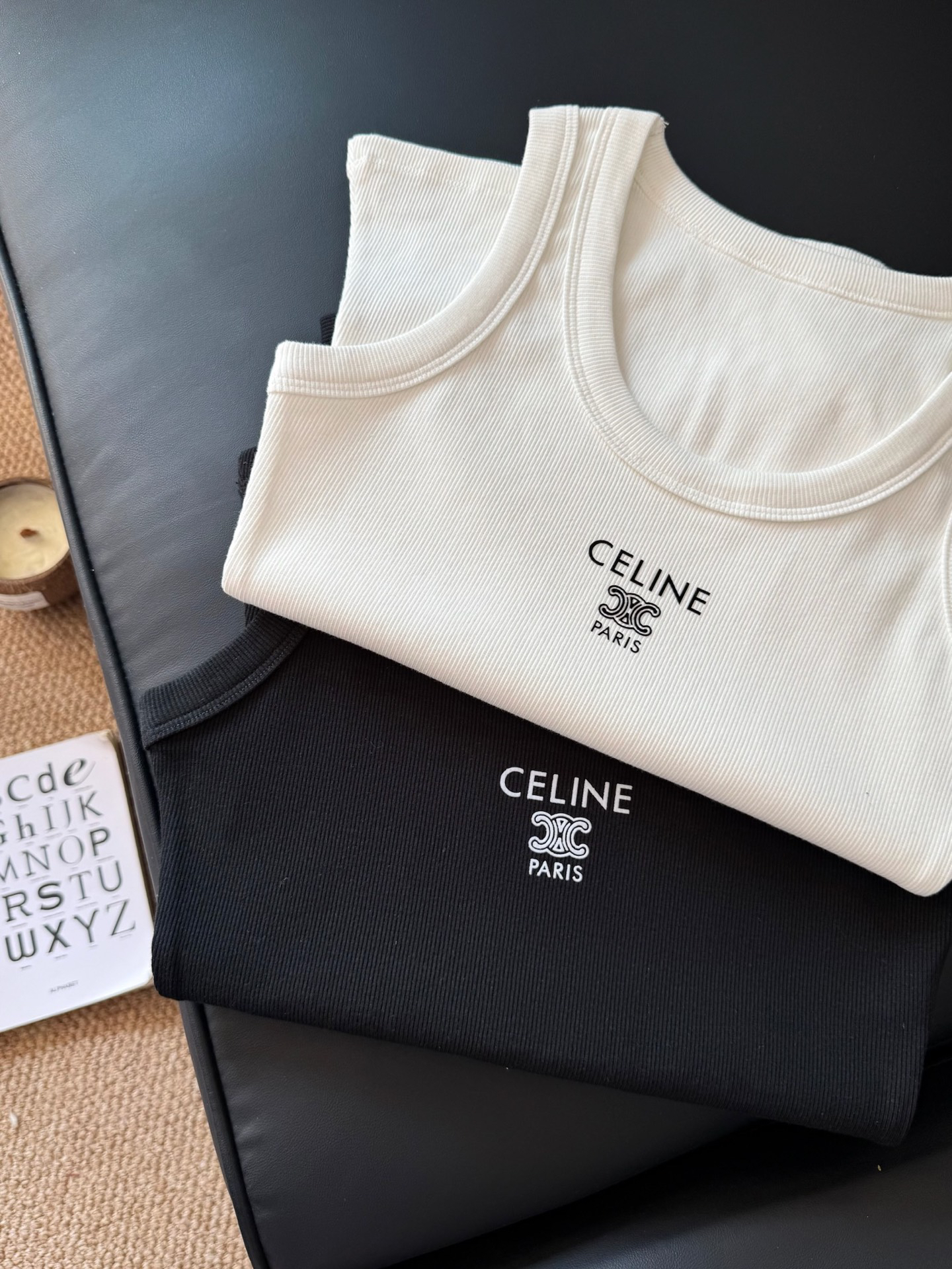 [TOP] CELINE U-neck Striped Vest - 2 Colors