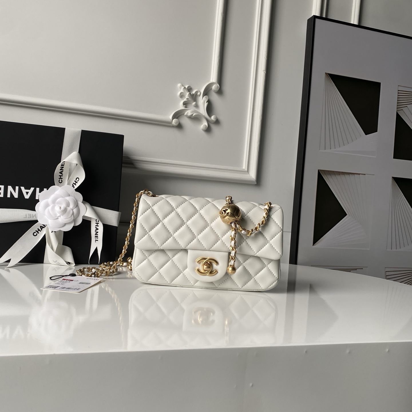 [TOP] CHANEL CF Flap Bag With Golden Ball 20cm - Beige - 711 Luxury
