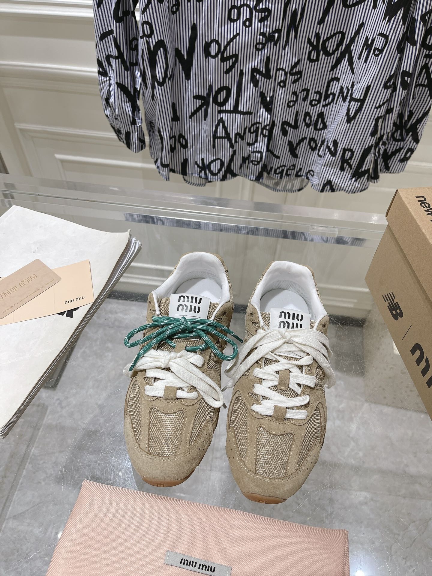 [TOP] Miu Miu Cowhide Shoes - Khaki - 711 Luxury