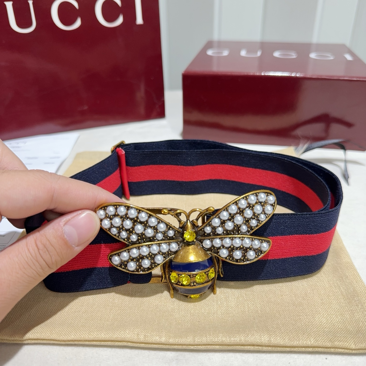 [TOP] GUCCI Elastic Nylon Fabric Belt 3.8 cm - 2 Colors - 711 Luxury