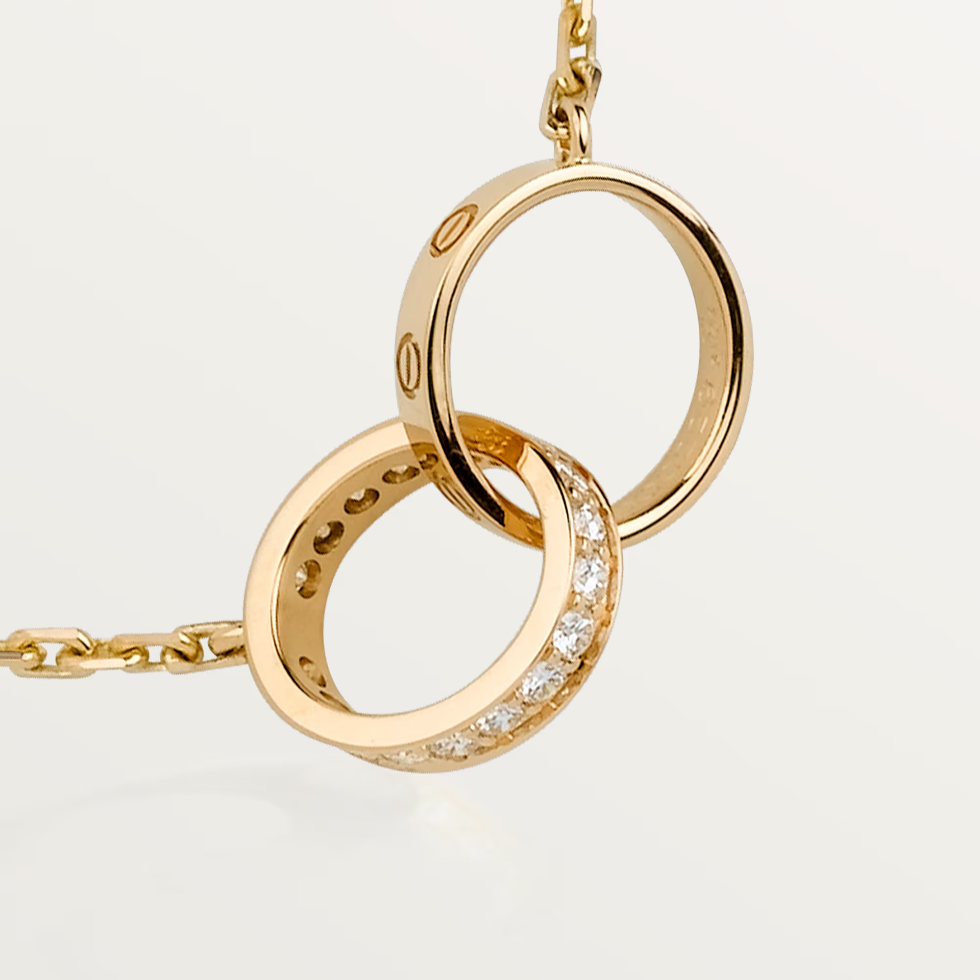 Carty Love Luna Loop Necklace, Yellow Gold, Half-Paved