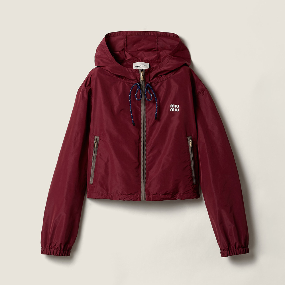 MiuMiu Amaranth Red Technical Fabric Blouson Jacket #380063