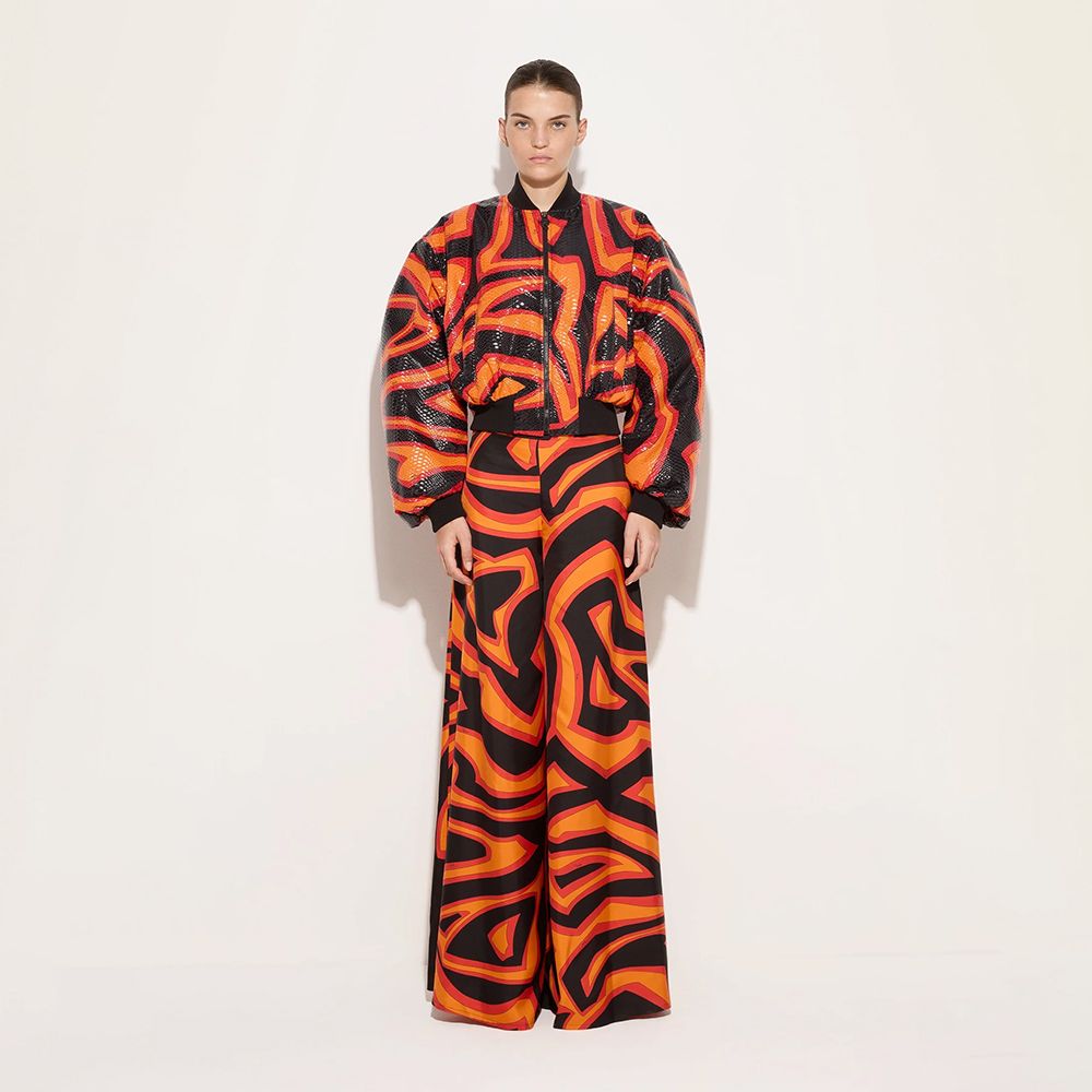 PUCCI Labirinto Print Silk Palazzo Pants #384589
