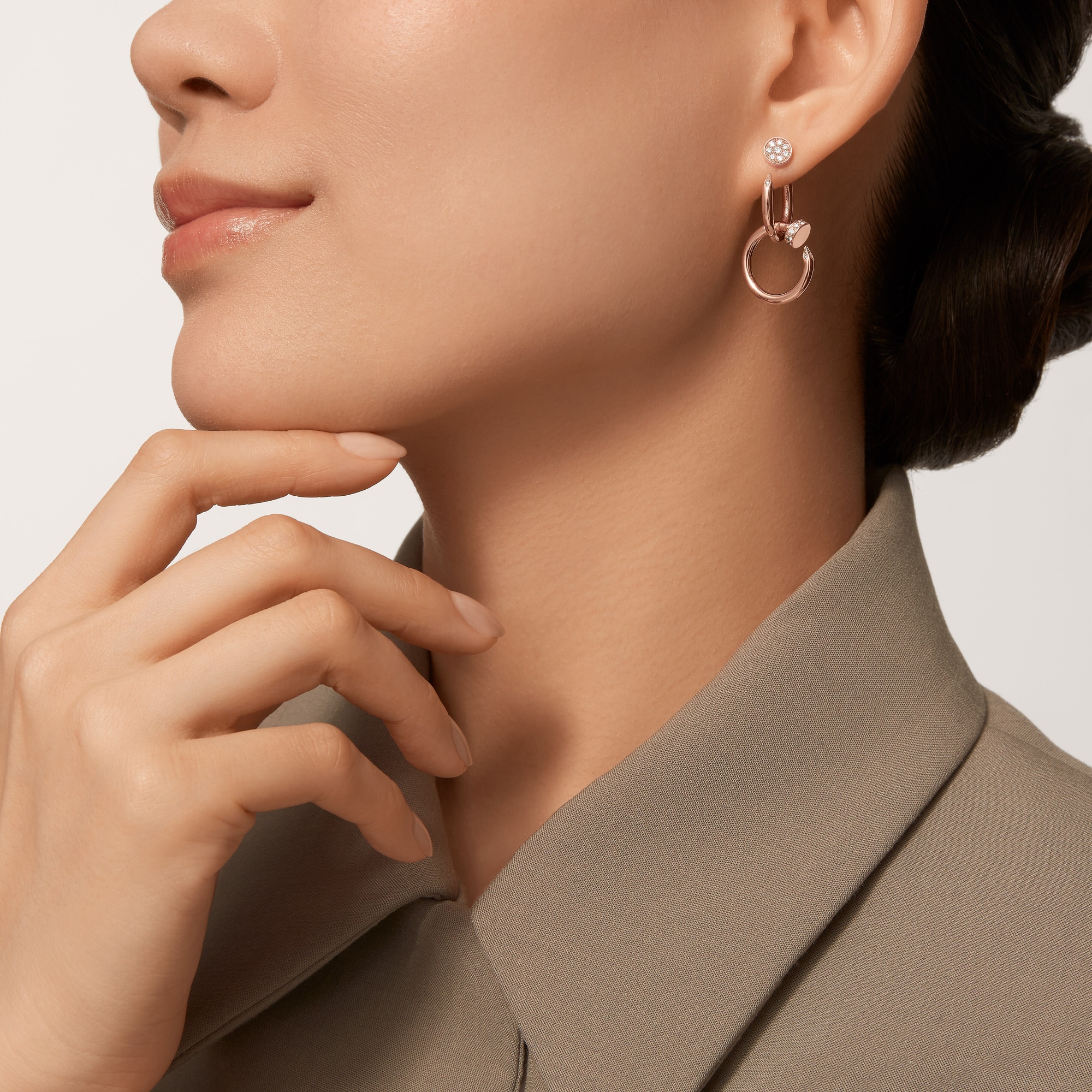 Carty Nails Infinity Wrap Earrings,Rose Gold, Double,Moissanite