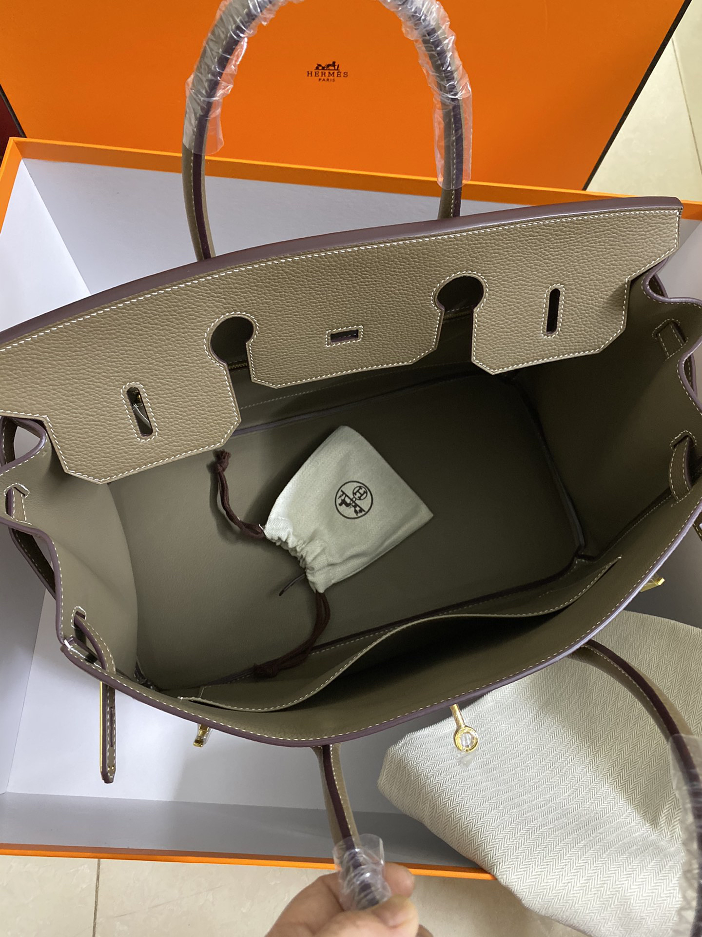 [TOP] HERMES Birkin Togo Leather 40cm - Etoupe & GHW