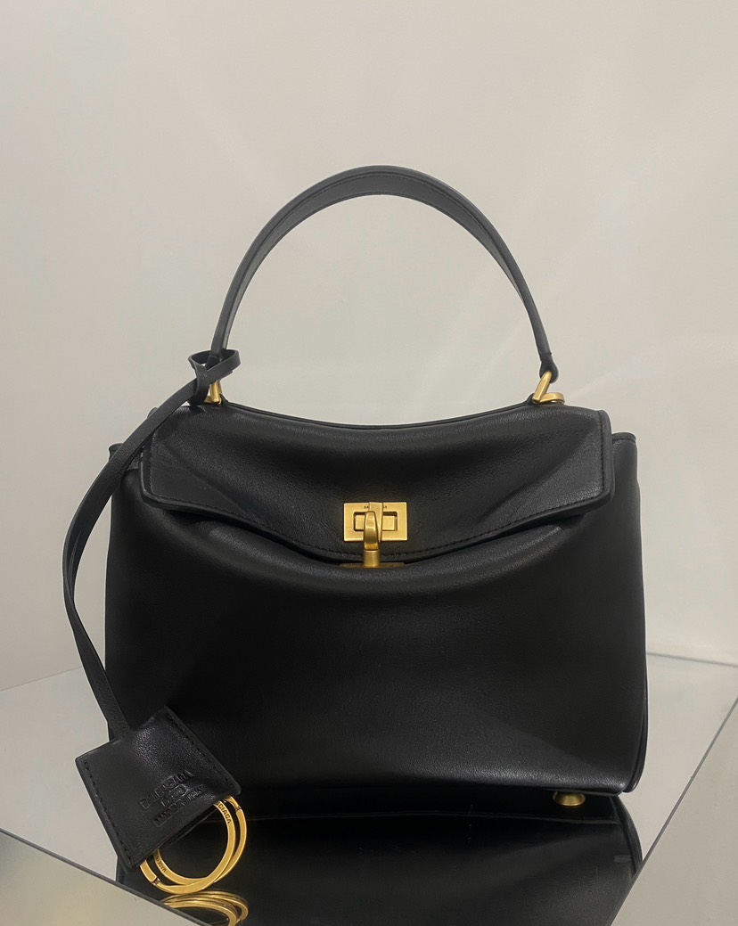 [TOP] BALENCIAGA Rodeo Bag 22x9.9x8.3cm - Black & GHW - 711 Luxury