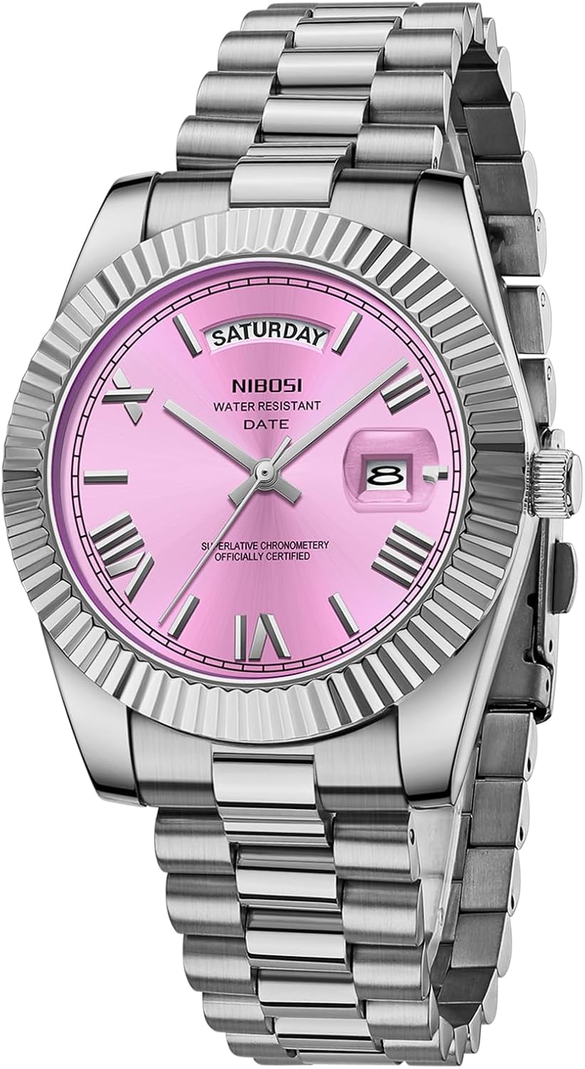 NIBOSI Men Watches Analog Quartz Stainless Steel Rose Gold Silver Watches for Men Waterproof Business Classic Desiger Wrist Watch with Day Date