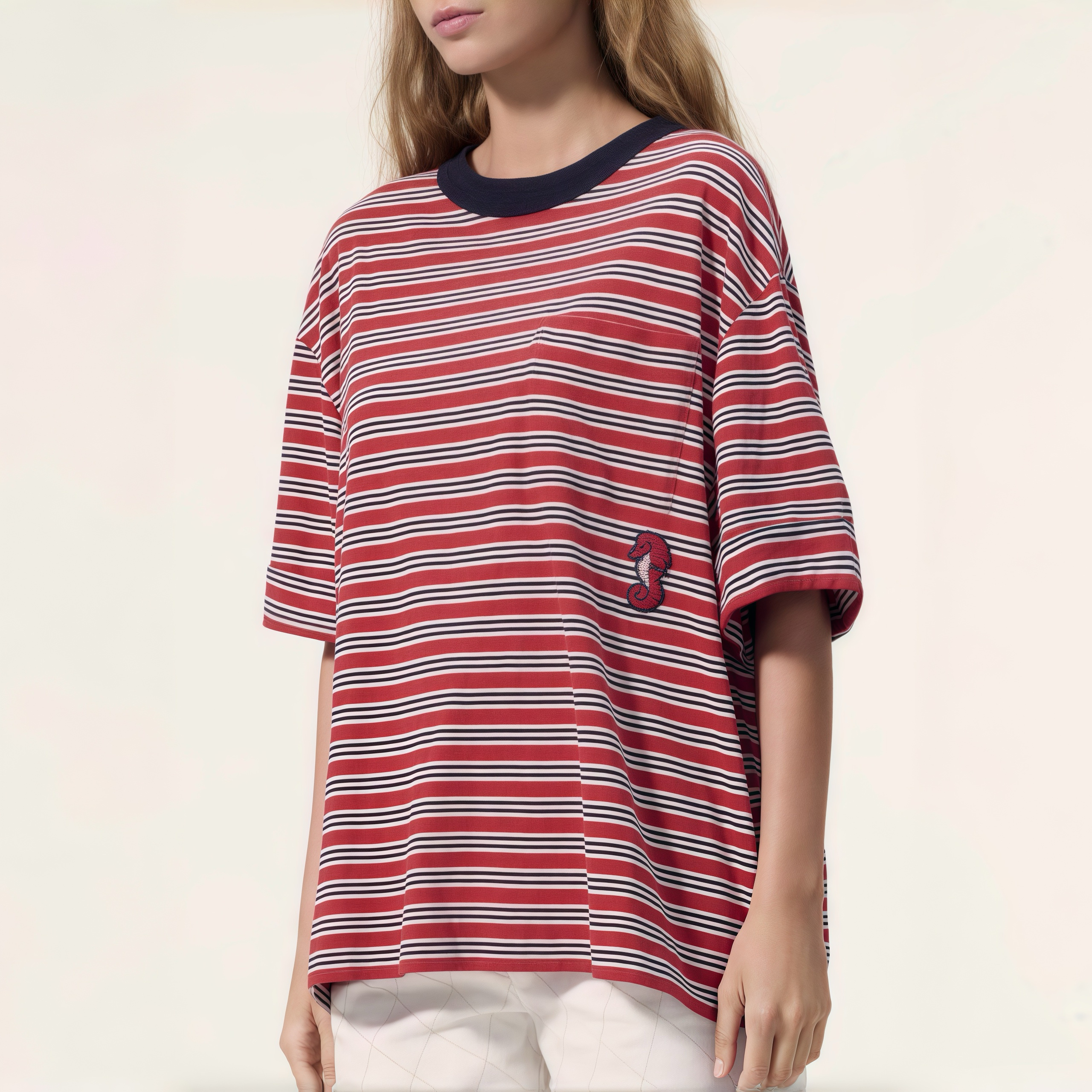 Chanel Top-quality Version Seahorse Striped T-shirt #385473